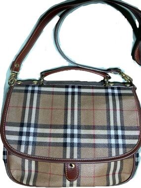 No Name Nova Check Brown Plaid Crossbody Shoulder Handbag Double Side Saddle Bag